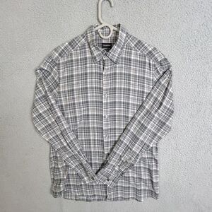 Zegna Gray green men’s Casual Button Down Shirt with Classic Plaid Design.Size L